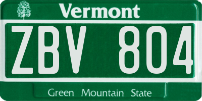 VT license plate ZBV804