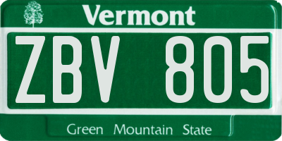 VT license plate ZBV805