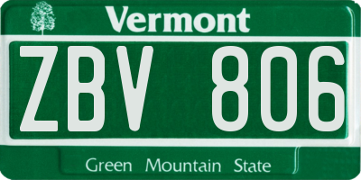 VT license plate ZBV806