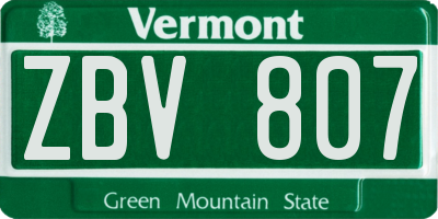 VT license plate ZBV807