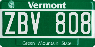 VT license plate ZBV808