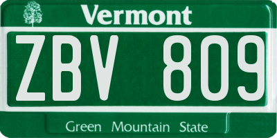 VT license plate ZBV809