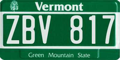 VT license plate ZBV817