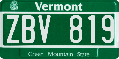 VT license plate ZBV819