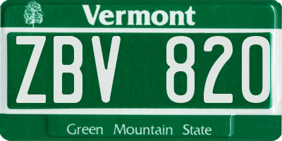 VT license plate ZBV820