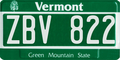 VT license plate ZBV822