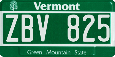 VT license plate ZBV825