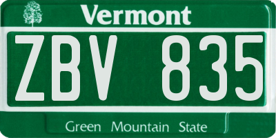 VT license plate ZBV835