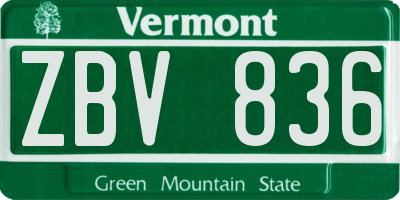 VT license plate ZBV836