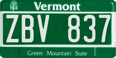VT license plate ZBV837