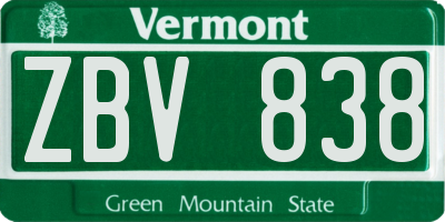 VT license plate ZBV838