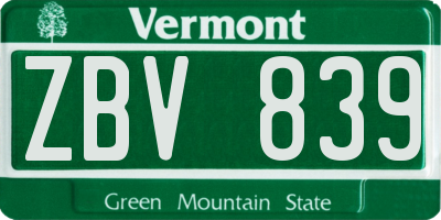 VT license plate ZBV839