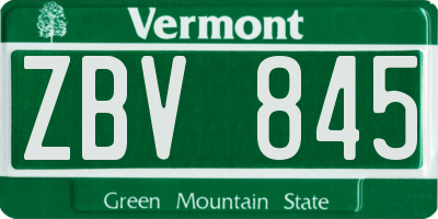 VT license plate ZBV845