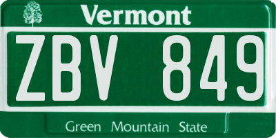 VT license plate ZBV849