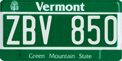 VT license plate ZBV850
