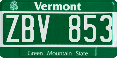 VT license plate ZBV853