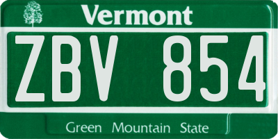 VT license plate ZBV854