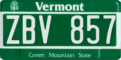 VT license plate ZBV857