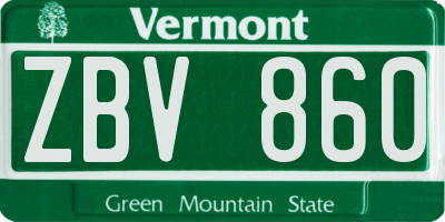 VT license plate ZBV860