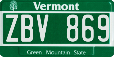 VT license plate ZBV869