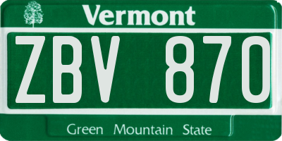 VT license plate ZBV870