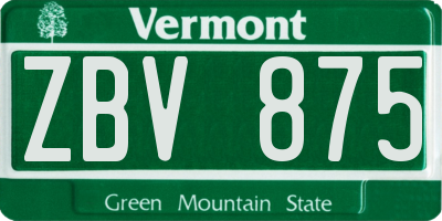 VT license plate ZBV875