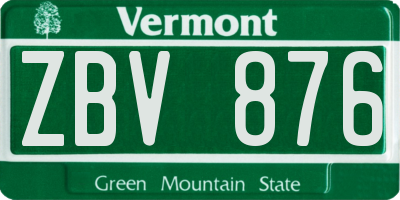 VT license plate ZBV876