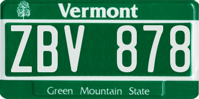 VT license plate ZBV878