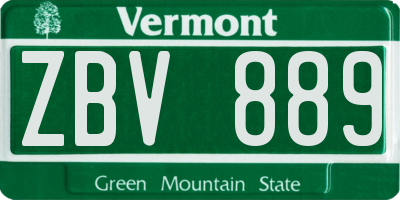 VT license plate ZBV889