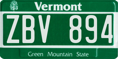 VT license plate ZBV894