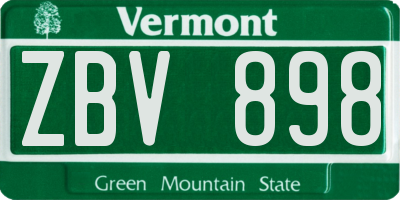 VT license plate ZBV898