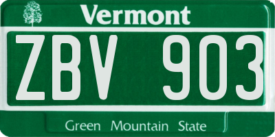 VT license plate ZBV903