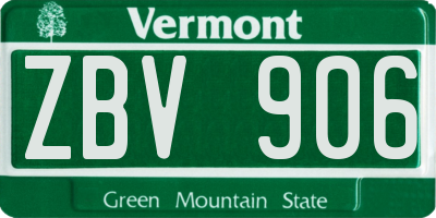 VT license plate ZBV906