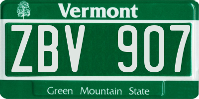 VT license plate ZBV907