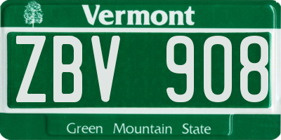 VT license plate ZBV908