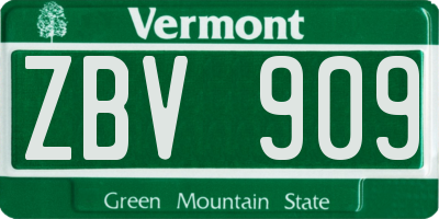 VT license plate ZBV909