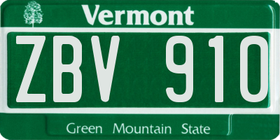 VT license plate ZBV910