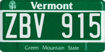VT license plate ZBV915