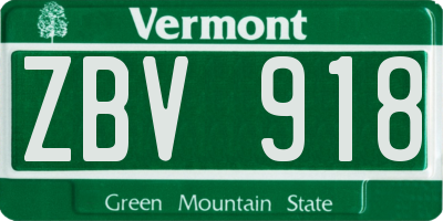 VT license plate ZBV918