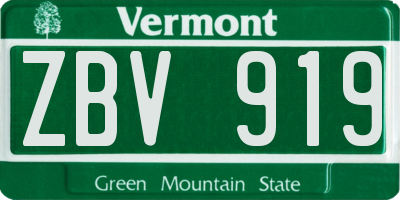 VT license plate ZBV919