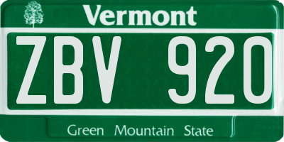 VT license plate ZBV920