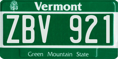 VT license plate ZBV921