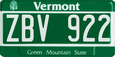 VT license plate ZBV922