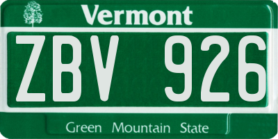 VT license plate ZBV926