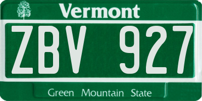 VT license plate ZBV927