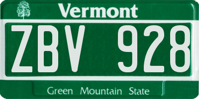 VT license plate ZBV928