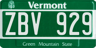 VT license plate ZBV929