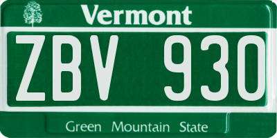 VT license plate ZBV930