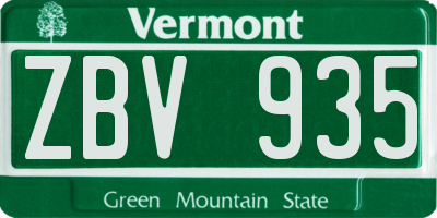 VT license plate ZBV935