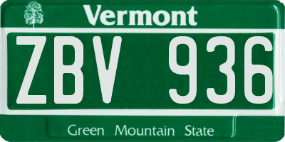 VT license plate ZBV936